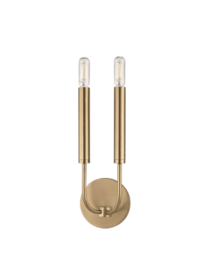 Gideon 2 Light Wall Sconce Aged Brass