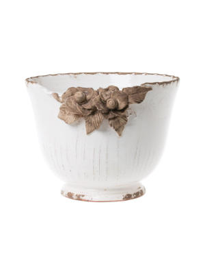 Vietri Rustic Garden White Planter W/ Flowers