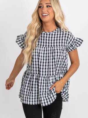 Be Unforgettable Gingham Peplum Top