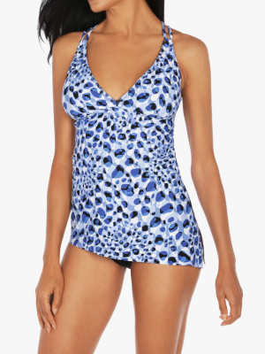 Tahari Cheetah Convertible Tankini Top