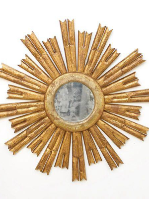 Rinaldo Starburst Mirror In Gold Leaf W/ Antique Mirror Center