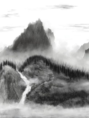 Majestic Mountains Peel & Stick Wall Mural In Grey By Roommates For York Wallcoverings