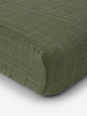 Cotton Muslin Changing Pad Cover - Fern