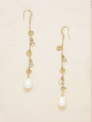 Delicate Dangle Freshwater Pearl 18k Gold Plated Earrings