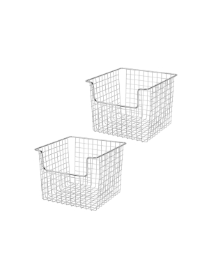 Mdesign Metal Storage Basket For Cube Furniture Units, 10" Wide, 2 Pack - Chrome