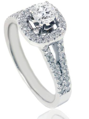 Pompeii3 7/8ct Pave Halo Diamond Engagement Ring 14k White Gold