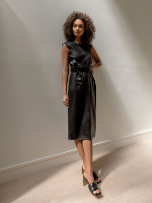 Pilar Vegan Leather Tie-front Dress