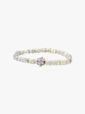 Silverite Rondelle Dew Drop Boheme Beaded Bracelet