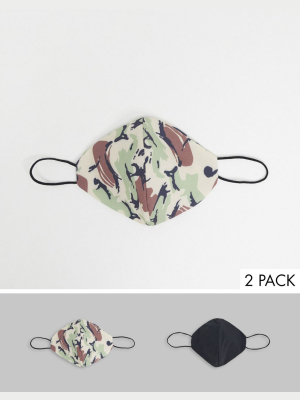 Topman 2 Pack Face Coverings In Camo