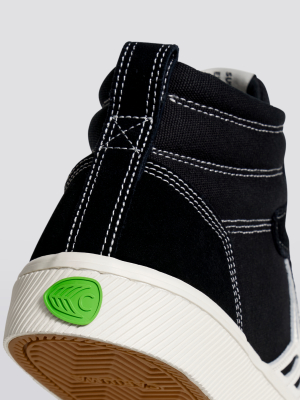 Catiba Pro High Skate Black Suede And Canvas Contrast Thread Ivory Logo Sneaker Men