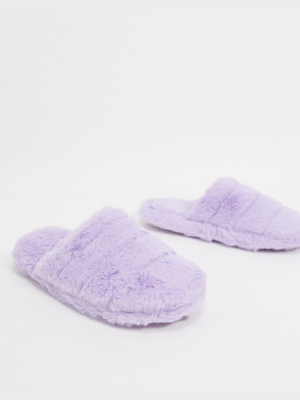 Asos Design Zoe Quilted Slider Slippers In Lilac