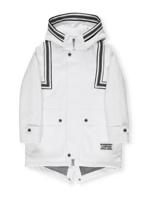 Burberry Kids Rib Knit Stripe Detail Panelled Parka