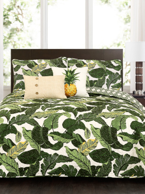 Green Tropical Paradise Quilt Set 5pc - Lush Décor