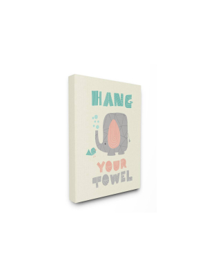 24"x1.5"x30" Hang Your Towel Mod Elephant Oversized Stretched Canvas Wall Art - Stupell Industries