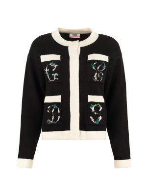 Gcds Floral Intarsia Cardigan