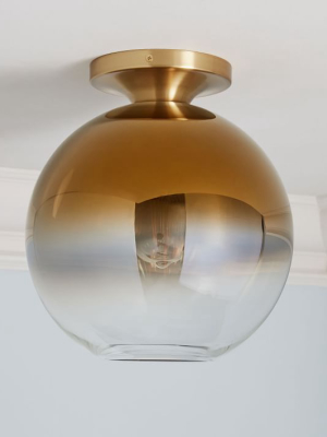 Sculptural Glass Globe Flushmount - Metallic Ombre