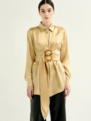 Silk Blouse W/ Double Belt