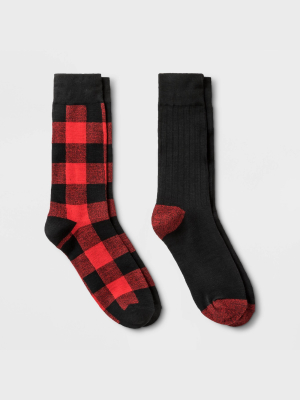 Men's Buffalo Plaid Novelty Socks 2pk - Goodfellow & Co™ Black 7-12