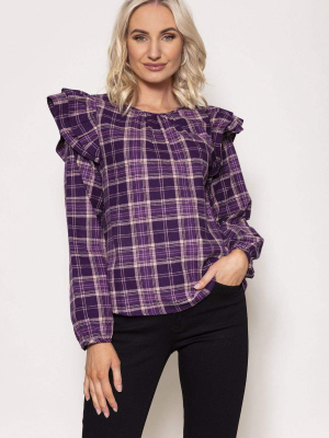 Soft Touch Ruffle Blouse In Purple