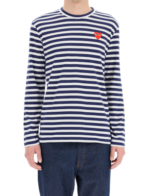 Comme Des Garçons Play Striped Heart Long-sleeve T-shirt