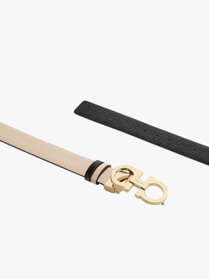 Skinny Reversible Gancini Leather Belt