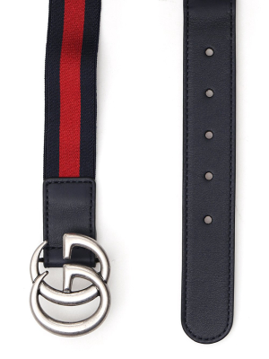 Gucci Kids Web Double G Buckle Belt