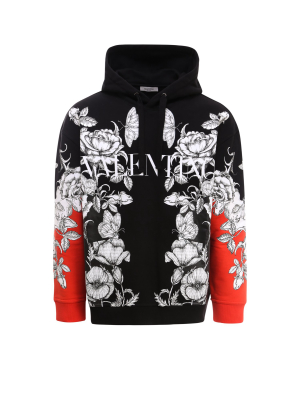 Valentino Dark Blooming Print Hoodie