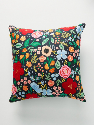 Rifle Paper Co. X Loloi Wild Rose Embroidered Pillow