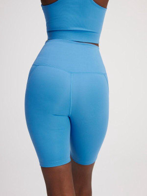 High Rise Bike Shorts In Haze Blue