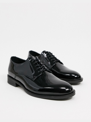 Selected Homme Patent Leather Derby Shoe In Black