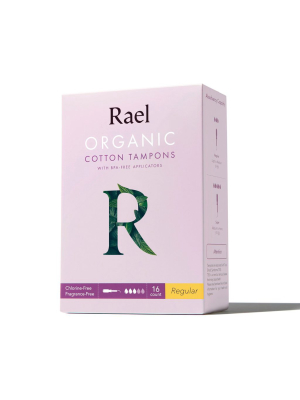 Rael Organic Cotton Core Tampons With Bpa-free Applicators