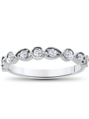 Pompeii3 1/4ct Diamond Wedding Ring Womens Stackable 10k White Gold Anniversary Band