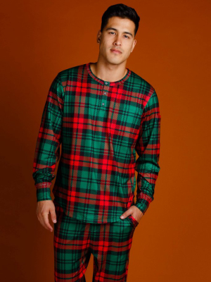 The Lincoln Log Love Daddy | Men's Red Plaid Christmas Pajama Top
