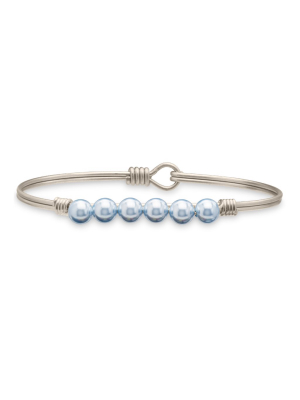 Crystal Pearl Bangle Bracelet In Baby Blue