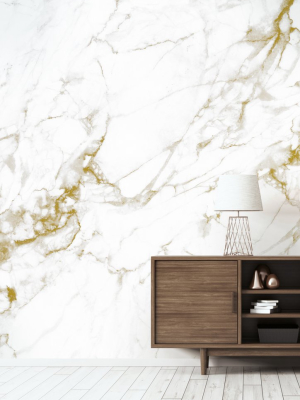 Marble White-gold 556 Wall Mural By Kek Amsterdam