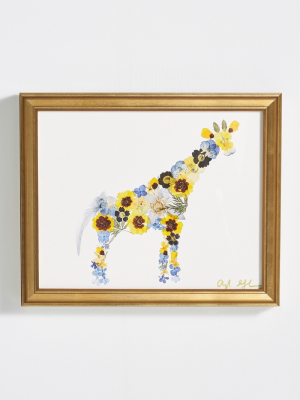 Pressed Flower Giraffe Wall Art