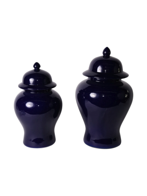 Cobalt Blue Temple Jar In Two Sizes