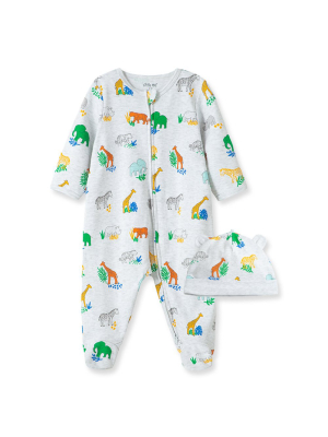 Bright Safari Footed One-piece And Hat