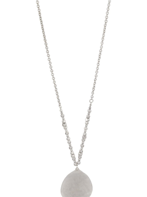 Carol Dauplaise Long Silver Tone Medallion Pendant