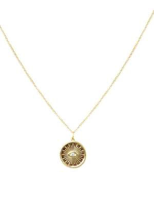 Sterling Evil Eye Burst Disc Necklace