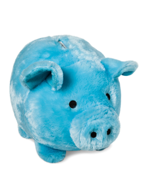 Jumbo Plush Pig Blue Bank