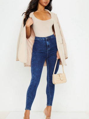 Prettylittlething Washed Indigo Disco Skinny Jean