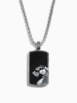 Effy Men's 925 Sterling Silver Onyx Dog Tag Pendant, 28.40 Tcw