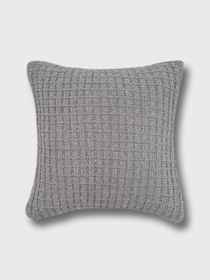 20"x20" Marled Sweater Knit Chenille With Sherpa Reverse Throw Pillow - Freshmint