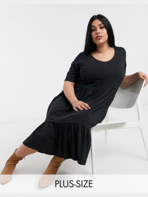 Only Curve Maxi T-shirt Dress In Black