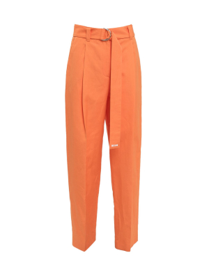 Msgm Slogan-print Belted Trousers