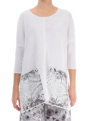 Jungle Pockets White Linen Sweater