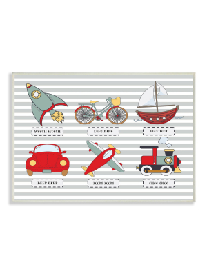 Transportation Icons And Noises Wall Plaque Art (12.5"x18.5"x0.5") - Stupell Industries