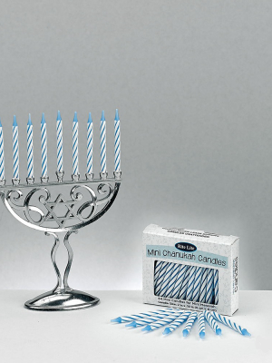 Rite Lite 45pc Classic Style Mini Hanukkah Menorah Set With Candles 4.75" - Silver/blue