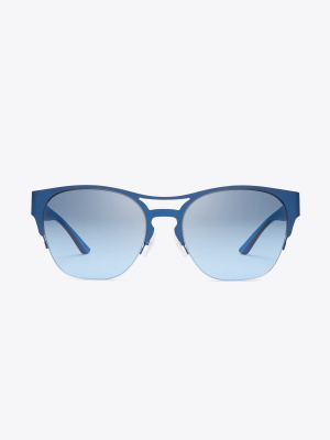 Half-rim Square Metal Sunglasses